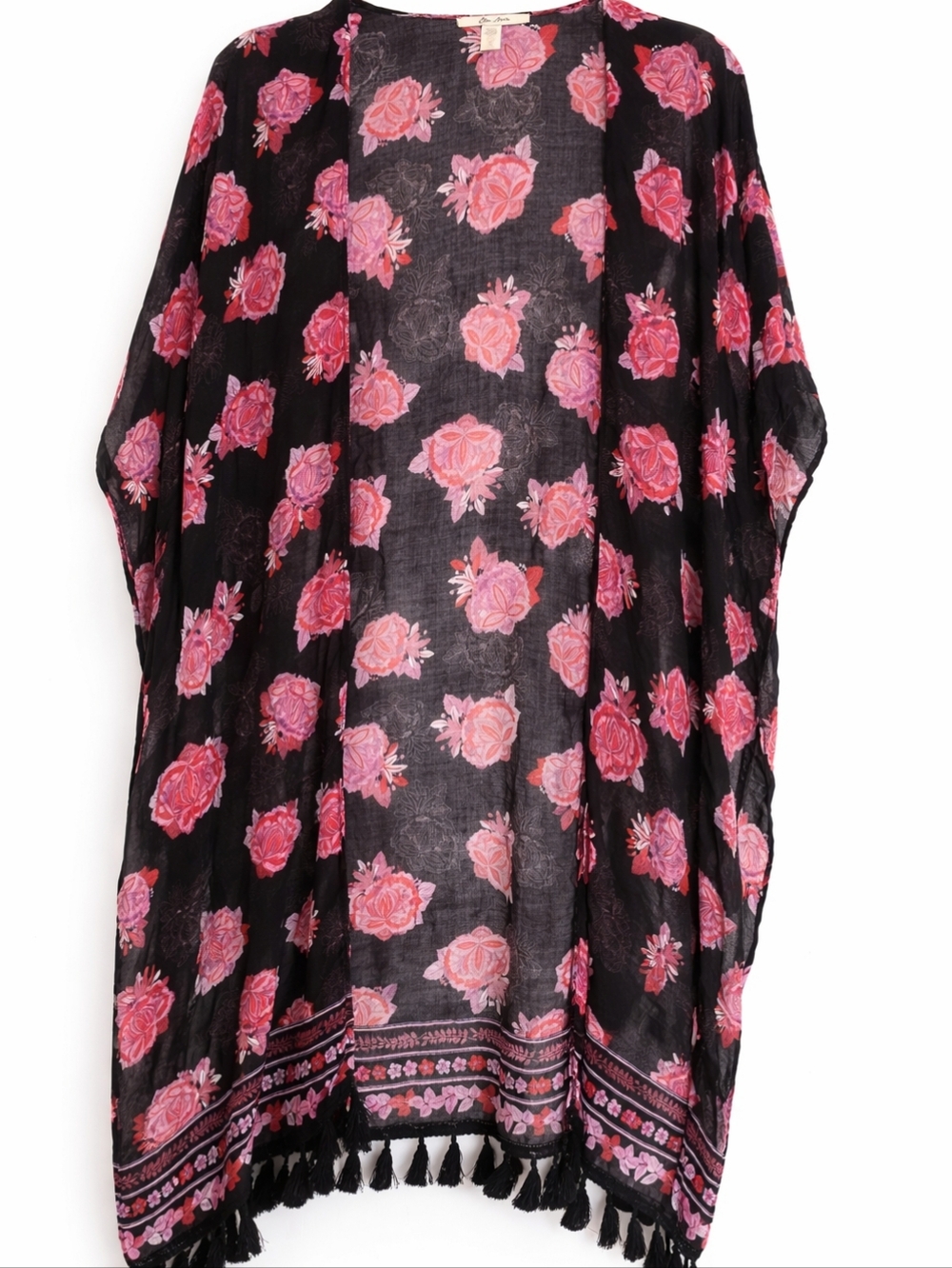 Ella Moon Boho Floral One Size Beach Sarong Kimono Fringe
